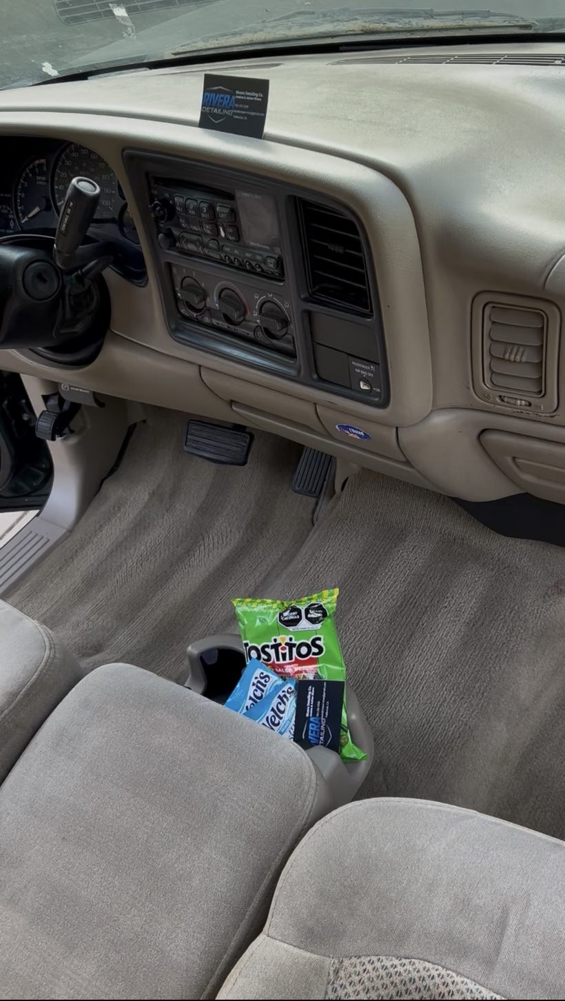 Chevy truck interior after detailing — clean dash and seats
